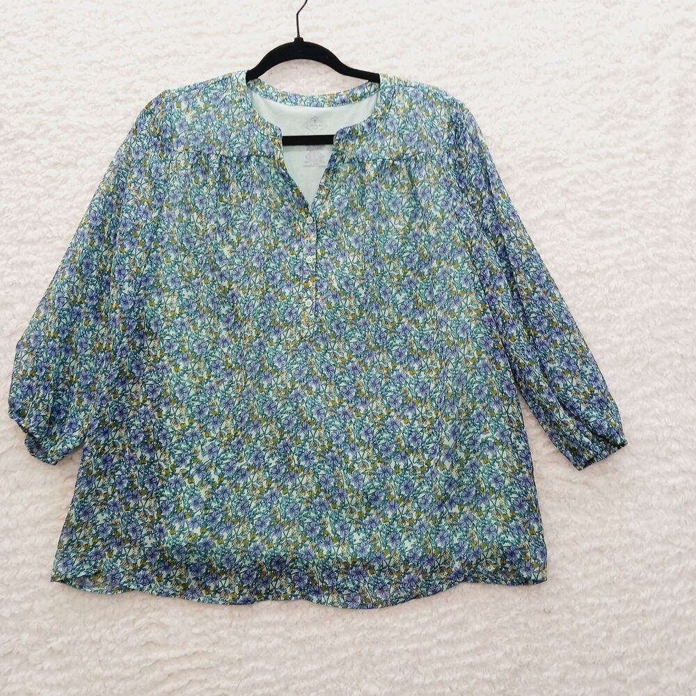 Blouse Layered Floral Forget Me Not Spring Whimsycore Romantic Cottagecore Sz LP